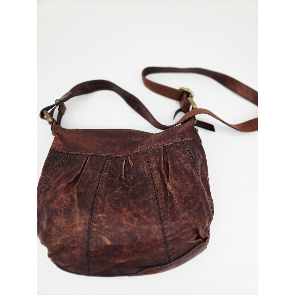 VNTG Y2K Fossil Talita Leather Hobo Shoulder Bag Brown Distressed Leather